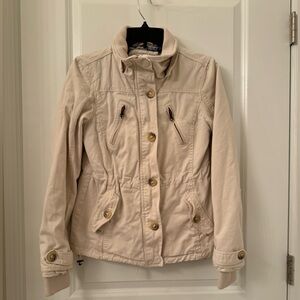 Aeropostale jacket removable hood, zipper and buttons pockets 100% cotton SMALL